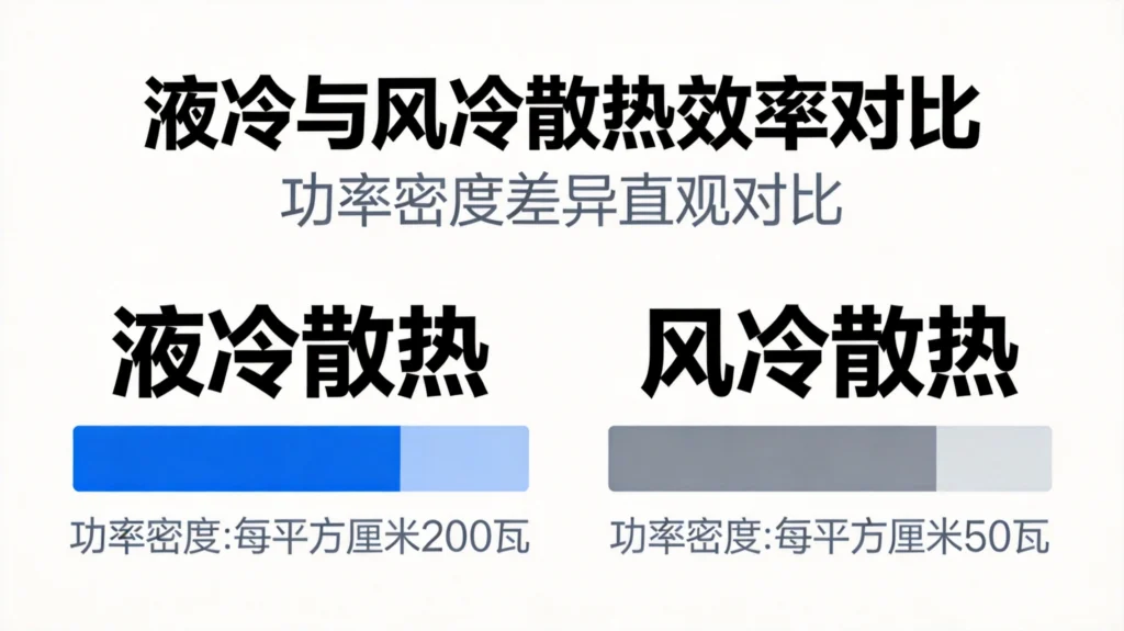 液冷与风冷散热效率对比图，展示两种冷却技术在AI芯片千瓦时代的性能差异
