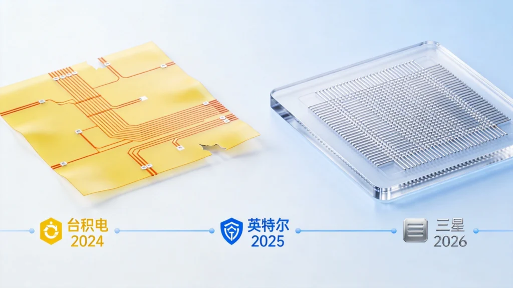 半导体封装基板演进图，玻璃基板与传统有机基板技术对比