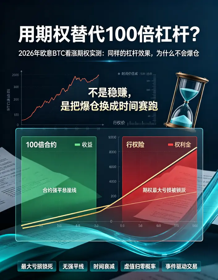 用期权替代100倍杠杆?2026年欧亿BTC看涨期权实测:同样的杠杆效果,为什么不会爆仓