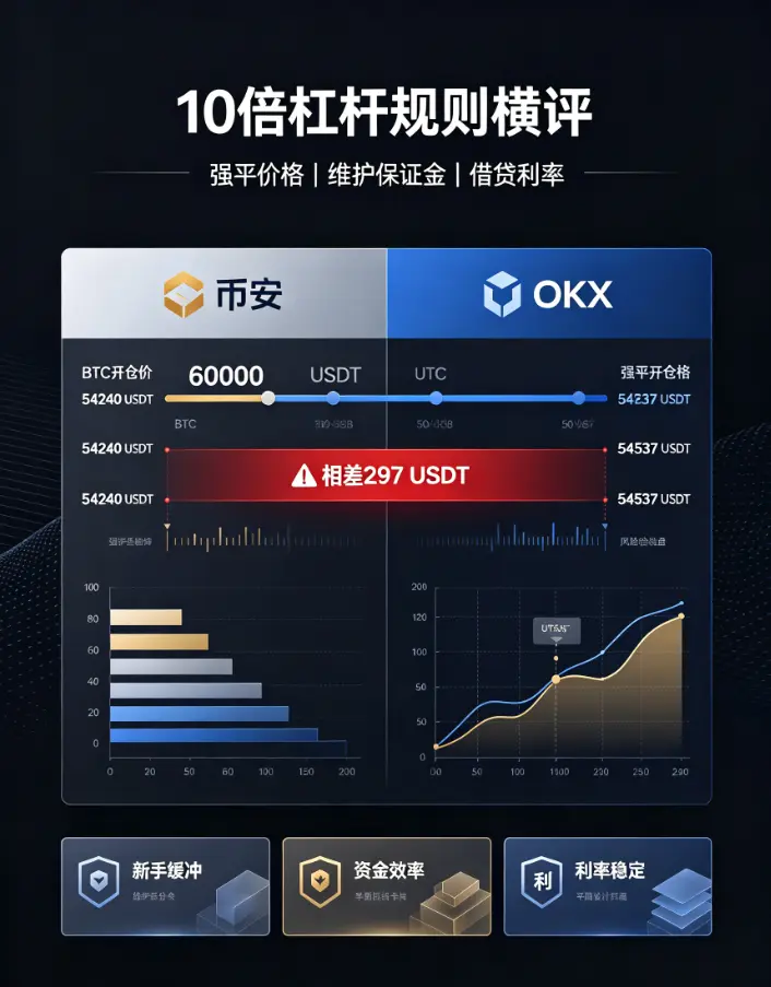 杠杆规则横评:相同10倍杠杆下,两平台的强平价格、维护保证金、借贷利率差异对比,谁对新手更友好