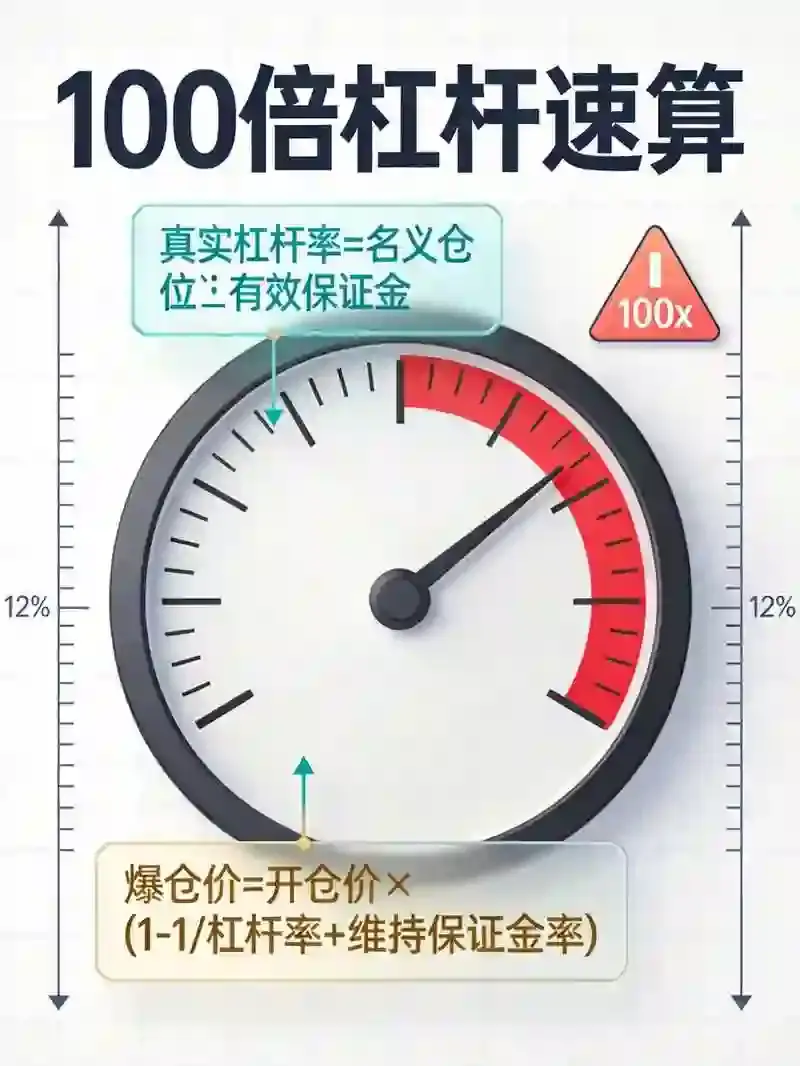 100倍杠杆开仓前必读:真实杠杆率计算、维持保证金率底线与爆仓价格速算公式,一次讲清