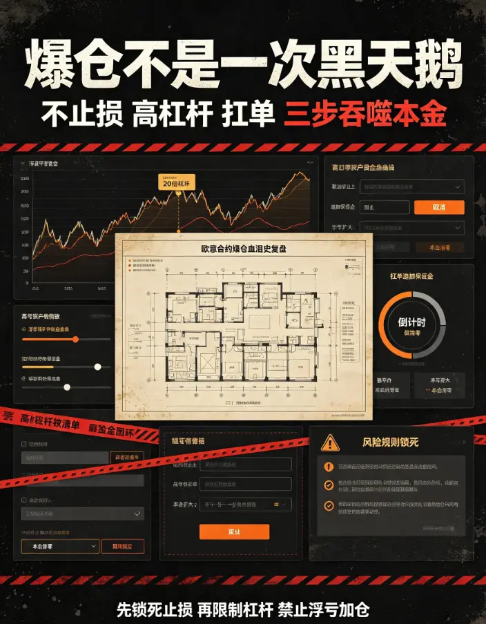 合约爆仓血泪史复盘：不止损、高杠杆、扛单，三个致命错误如何一步步吞噬本金
